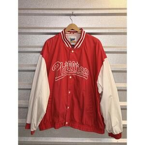 Vintage Philadelphia Phillies Red and White Varsity Jacket XXL